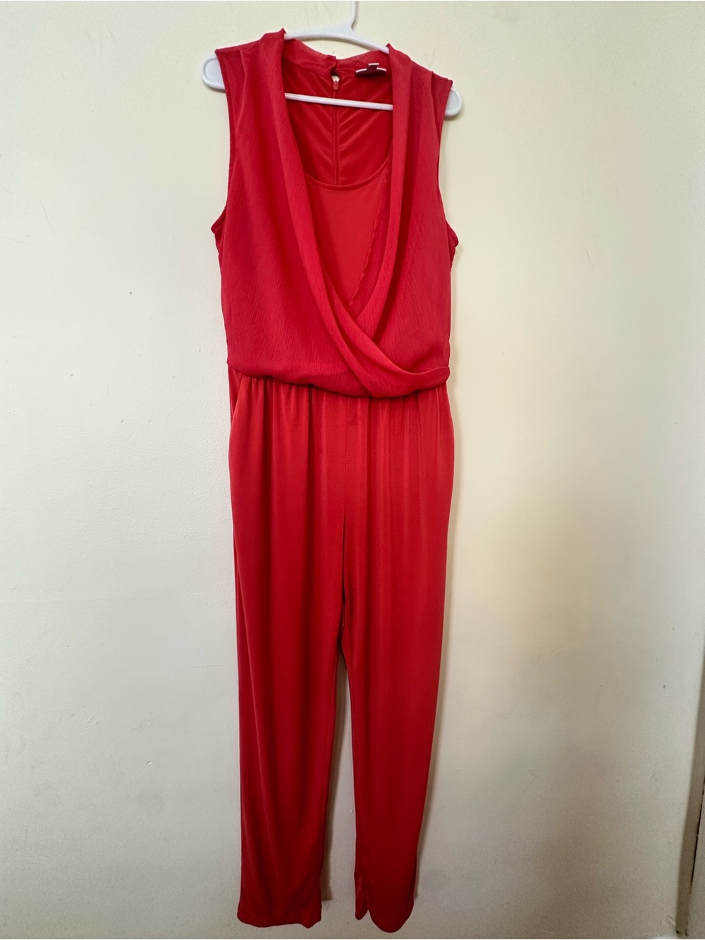 Bar III Red Sleeveless Surplice Jumpsuit | Size: Large